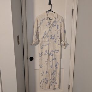 Universal Thread Cream and Blue Jumpsuit